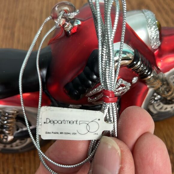 Department 56 Motorcycle Mercury Glass Christmas Ornament In Box 77042 - Picture 5 of 8